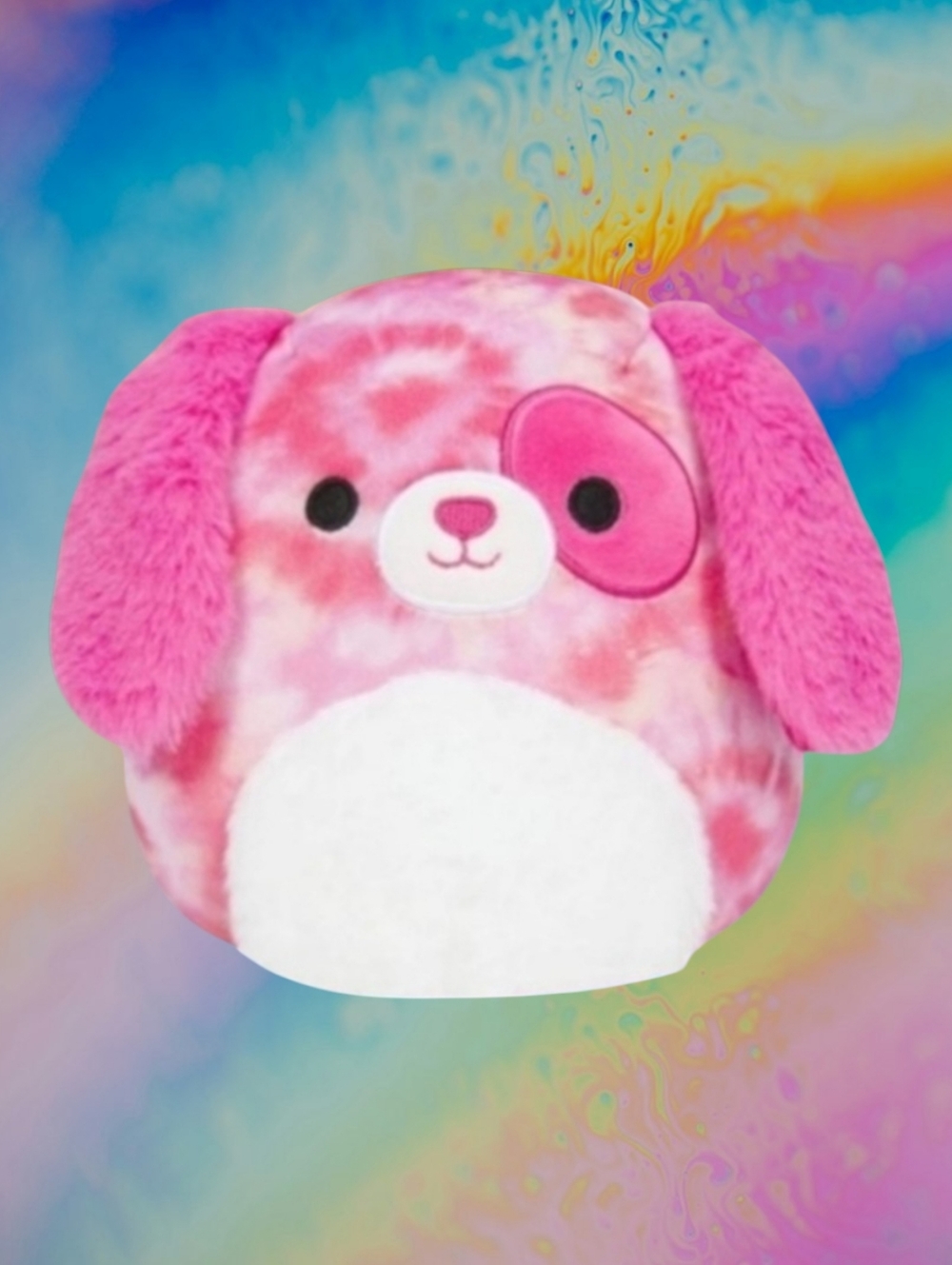 New Squishmallows 14" Detina the Pink Tie-Dye Dog w/ Fuzzy Ears - Ultra Soft Toy